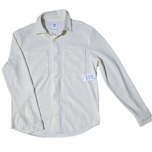 MODE OF ONE Ivory Collared Long Sleeve Snap Button-Up Shirt Pocket S